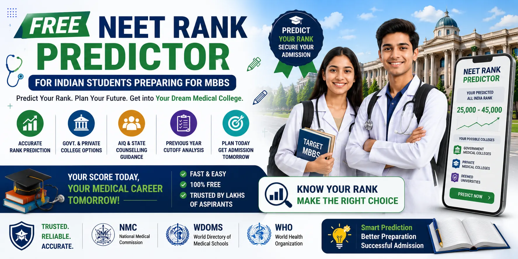 Free NEET Rank Predictor for Indian Students Preparing for MBBS